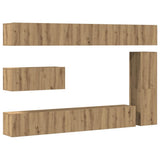 7 Piece TV Cabinet Set Wall-mounted Artisan Oak Engineered Wood 3329214