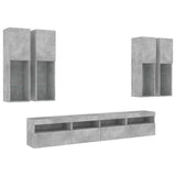 7 Piece TV Wall Cabinet Set with LED Lights Concrete Grey 3216774