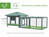 Chicken Coop, Small Animal Pet cage w/ Nesting Box, Wooden Outdoor Run, Green T3398P548004