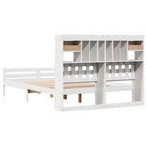 Bookcase Bed without Mattress White 150x200 cm King Size Solid Wood Pine 3322266