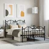 Metal Bed Frame without Mattress with Footboard Black 120x200cm 353455