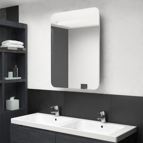 ZNTS LED Bathroom Mirror Cabinet White and Oak 60x11x80 cm 326508