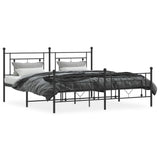 Metal Bed Frame without Mattress with Footboard Black 180x200cm 374361
