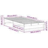 Bed Frame Brown 100 x 210 cm Solid Pine Wood 873165