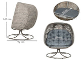 Swivel Egg Chair with Cushions, Foldable Basket Seat and Metal Frame, Indoor Outdoor Lounge Chair T3398P322185
