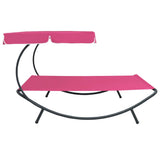 Outdoor Lounge Bed with Canopy Pink 313528