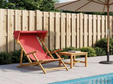 Deck Chair 3 Position Solid Eucalyptus Wood Red 42024881