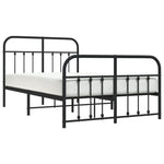 ZNTS Metal Bed Frame without Mattress with Footboard Black 120x190cm 352593