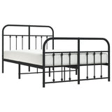 ZNTS Metal Bed Frame without Mattress with Footboard Black 120x190cm 352593