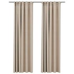 ZNTS Linen-Look Blackout Curtains with Hooks 2 pcs Beige 140x245 cm 321214