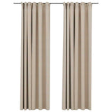 ZNTS Linen-Look Blackout Curtains with Hooks 2 pcs Beige 140x245 cm 321214