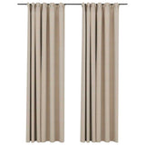 Linen-Look Blackout Curtains with Hooks 2 pcs Beige 140x245 cm 321214