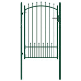 Fence Gate EMMEN with Spikes Steel 104x117 cm Green 146395