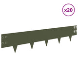 Lawn Edging 20 pcs 100 x 20 cm Steel Olive Green 8008587