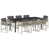 Garden Dining Set 9 pcs Light Grey Poly Rattan 3380764