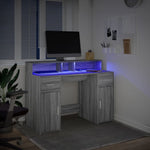 Desk with LED Lights Grey Sonoma 120x55x91 cm Engineered Wood 3309416