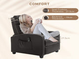 Recliner Armchair, Massage Faux Leather Push Back Reclining Chair with Adjustable Leg Rest, Side T3398P340996