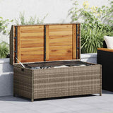 Storage Bench Grey 100x50x52 cm Poly Rattan and Acacia Wood 365950