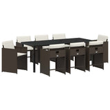 Garden Dining Set 9 pcs Brown Poly Rattan 3380700