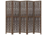 Room Divider 5 Panels Dark Brown Solid Wood Paulownia 358664