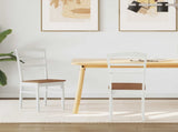 Dining Chair 2 pcs White and Natural Solid Rubber Wood 42020497