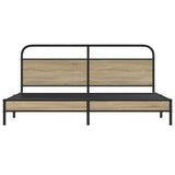 Metal Bed Frame without Mattress Smoked Oak 200x200 cm 3318672