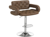 PU Leather Upholstered Swivel Bar Stool, Height Adjustable with Back, Armrest, Footrest, Coffee T3398P423518