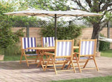 Garden Dining Set 5 pcs Blue and White Solid Acacia Wood 3375752