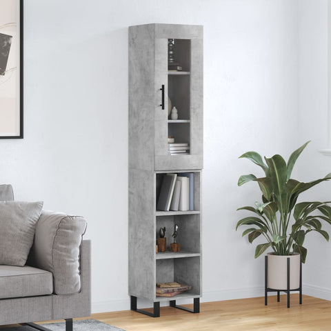 Highboard Concrete Grey 34.5x34x180 cm Engineered Wood 3199389
