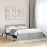 Bed Frame with Headboard without Mattress Concrete Grey 150x200 cm King Size 3295558