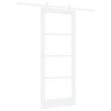 Sliding Door White 83 x 202 cm Solid Pine Wood and Glass 3332222
