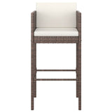 3 Piece Garden Bar Set with Cushions Poly Rattan Brown 3095377