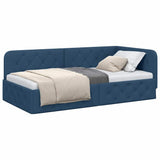 Corner Bed Frame with Headboard Blue 100 x 200 cm Fabric 42016510