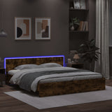 Bed Frame with LED without Mattress Smoked Oak 200x200 cm 3207585
