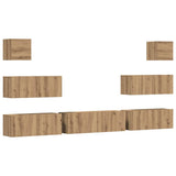 7 Piece TV Cabinet Set Wall-mounted Artisan Oak Engineered Wood 3329020