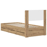 Bed Frame with Storage and Headboard Artisan Oak 90 x 200 cm 3445817