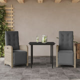 3 Piece Bistro Set with Cushions Light Grey Poly Rattan 3212598