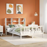 Bookcase Bed without Mattress White 140x200cm Solid Wood Pine 3322316