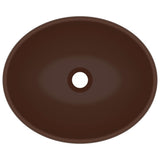 Luxury Basin Oval-shaped Matt Dark Brown 40x33 cm Ceramic 146929