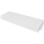 ZNTS White MDF Floating Wall Display Shelf 1 Drawer Book/DVD Storage 242188