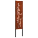 Garden Privacy Screen Floral Rusty 32 x 140 cm Weathering Steel 876230