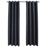 Blackout Curtains with Metal Rings 2 pcs Anthracite 140x245 cm 134460