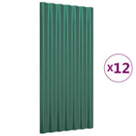 ZNTS Roof Panels 12 pcs Powder-coated Steel Green 80x36 cm 319133