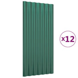 ZNTS Roof Panels 12 pcs Powder-coated Steel Green 80x36 cm 319133