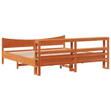 Bed Frame with Headboard Wax Brown 180x200 cm Super King Solid Wood Pine 3306296