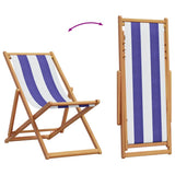 Folding Beach Chair Blue and White Solid Wood Eucalyptus and Fabric 366567