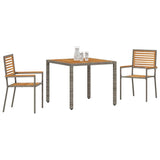 Garden Dining Set 3 pcs Grey Poly Rattan 3365435