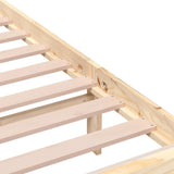 Bed Frame Natural Wood Solid Pine Wood Double Decorative Inlays 3100968