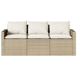 2 Piece Garden Dining Set with Cushions Beige Poly Rattan 366338