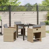Garden Dining Set with Cushion 5 pcs Beige Poly Rattan 3379996